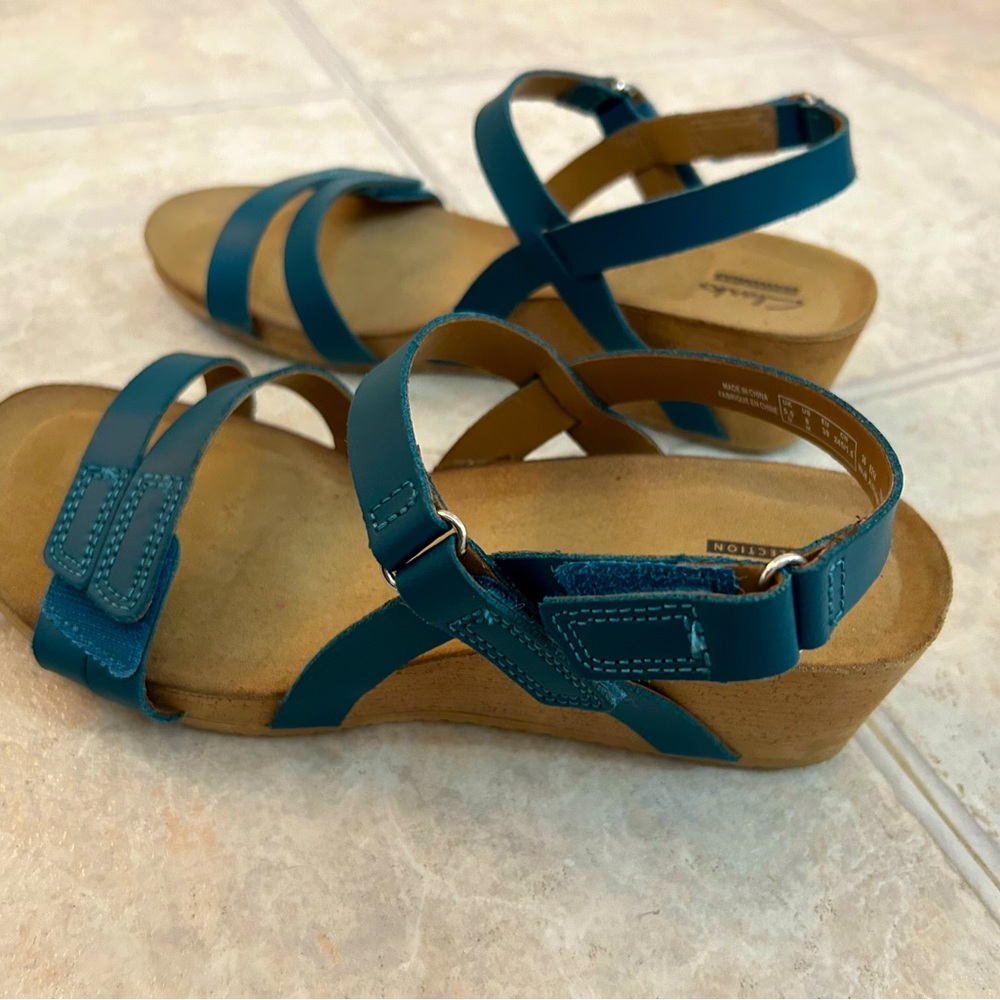 Clarks sandals, size 8, teal color.  Like new!